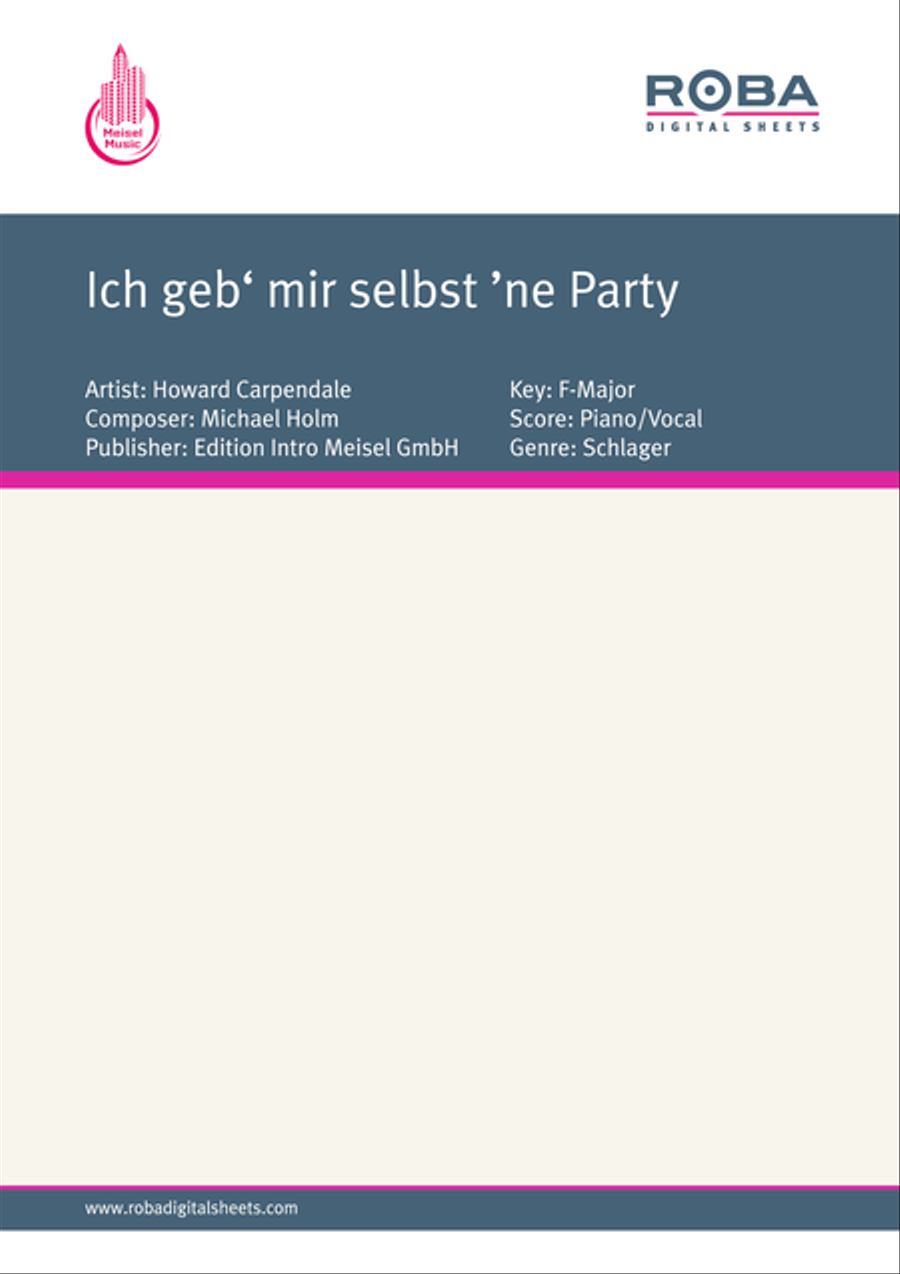 Ich geb' mir selbst 'ne Party Piano, Vocal scores gallery preview page 1