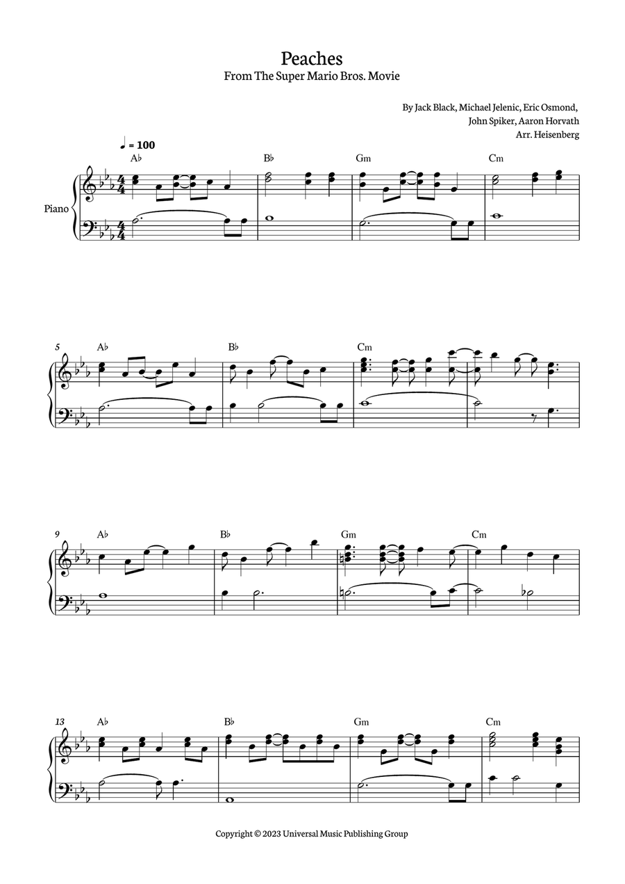 Peaches Piano Solo scores gallery preview page 1
