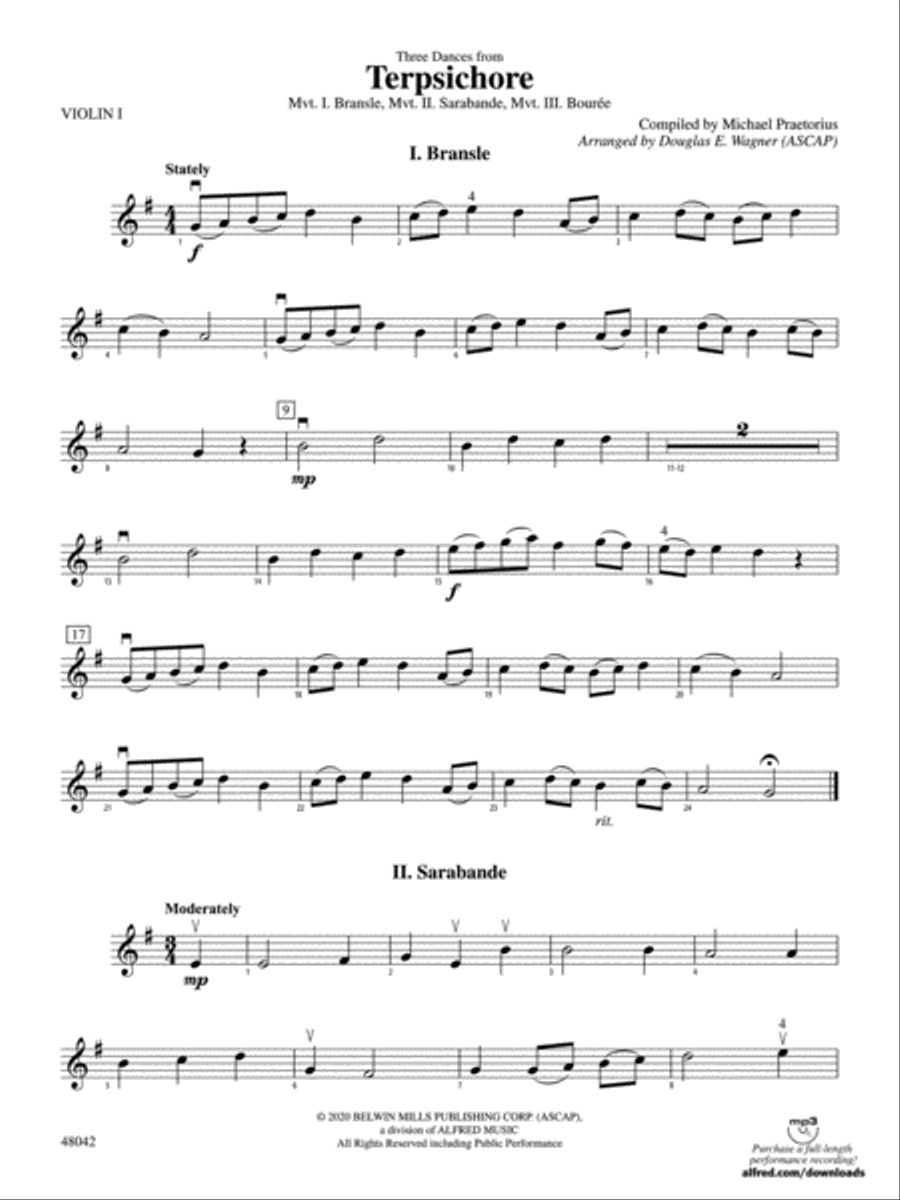 Terpsichore: 1st Violin Terpsichore: 1st Violin String Orchestra scores gallery preview page 1