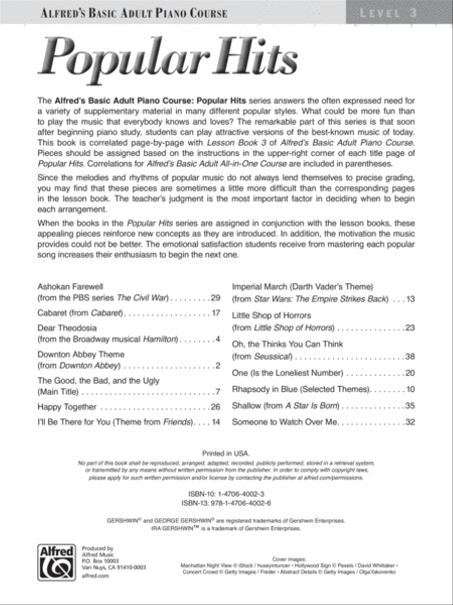 Alfred's Basic Adult Library -- Popular Hits, Level 3 Piano Method scores gallery preview page 2