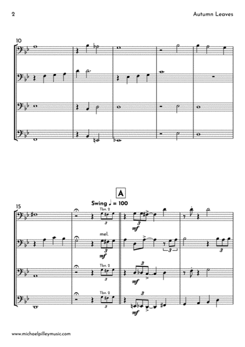 Autumn Leaves (James Morrison) Trombone Quartet image number null