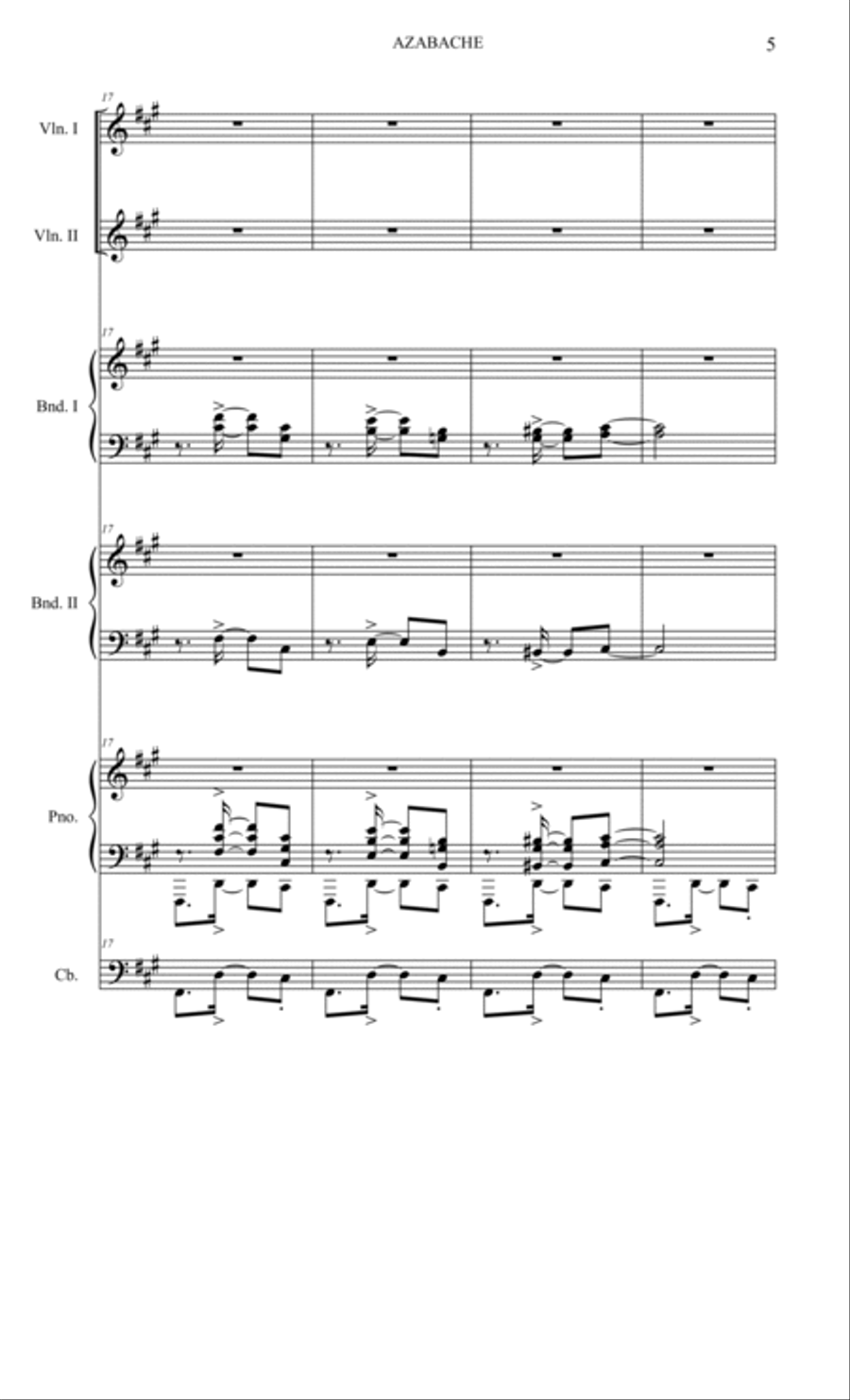 Azabache (Tango - Milonga/Candombe) for tango sextet - full score Score scores gallery preview page 5