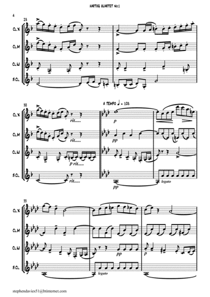 Quartet No.1 By Edouard de Hartog Op.35 for Clarinet Quartet. image number null