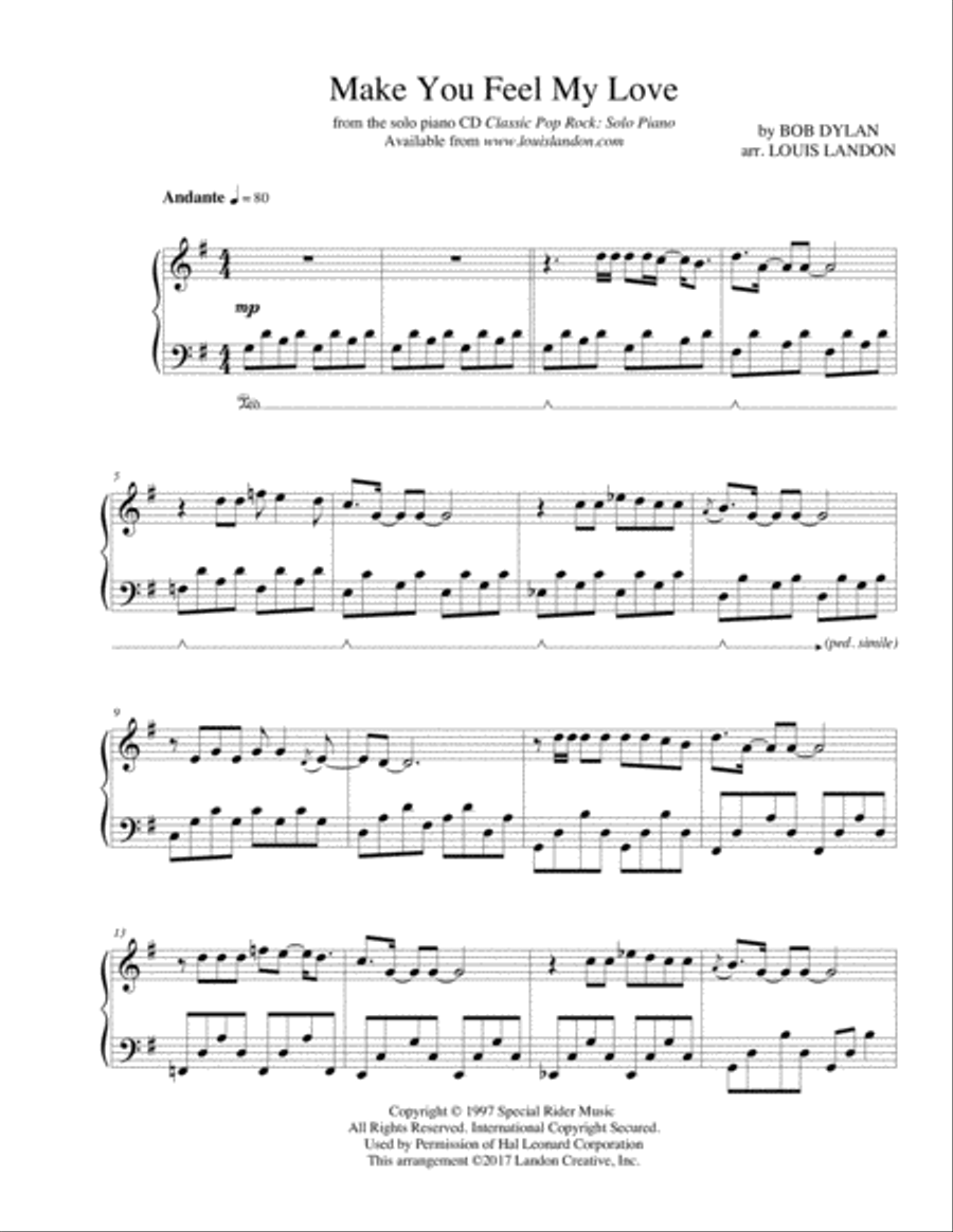 To Make You Feel My Love Piano Solo scores gallery preview page 2