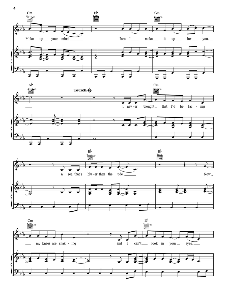 Make Up Your Mind Piano, Vocal, Guitar scores gallery preview page 4