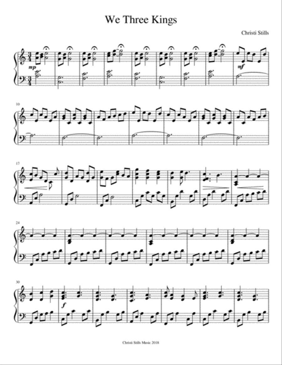 We Three Kings (Piano Solo) Piano Solo scores gallery preview page 1