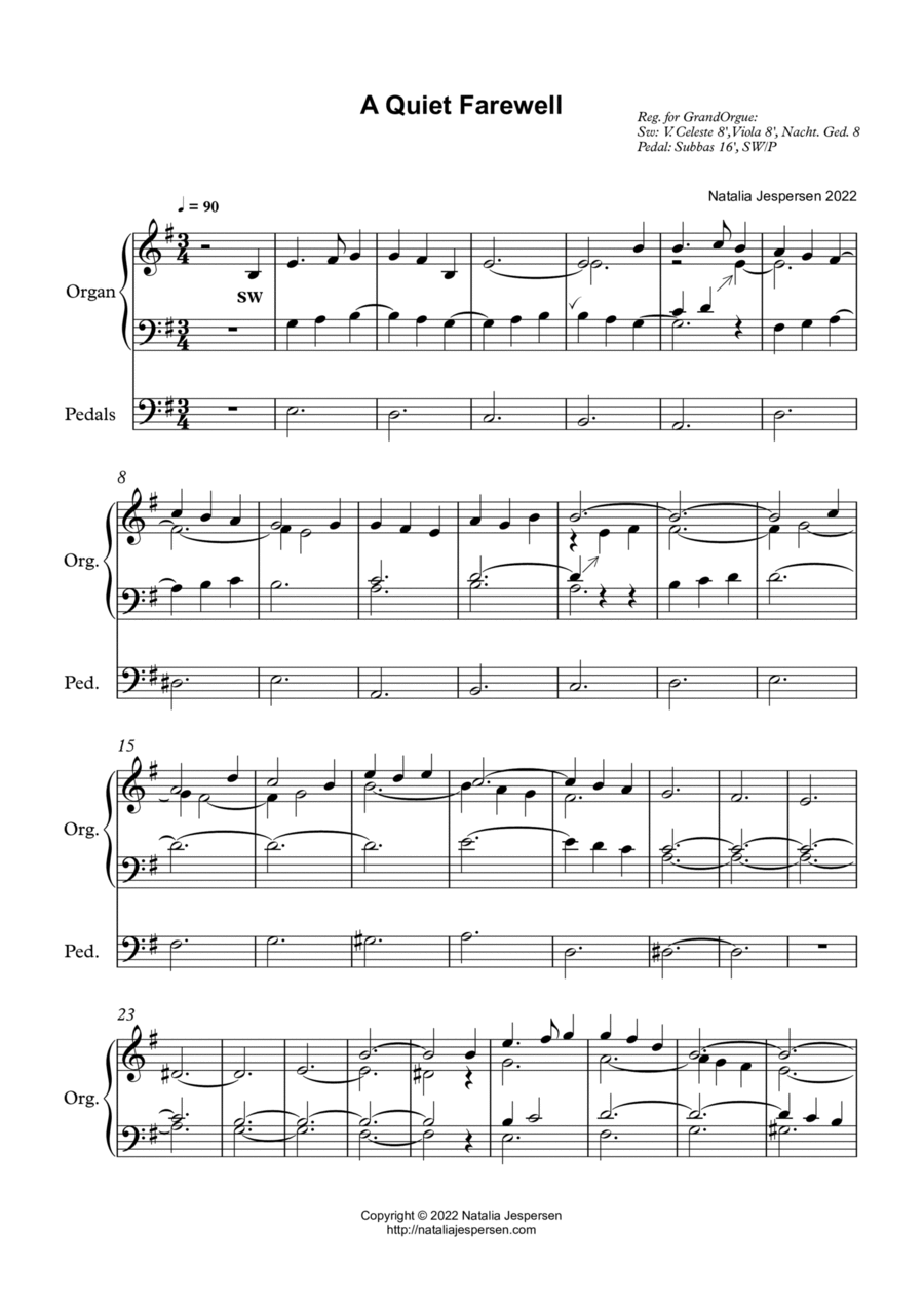 A Quiet Farewell Organ Solo scores gallery preview page 1