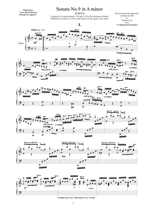 Paradisi - Piano Sonata No.9 in A minor, P893-9