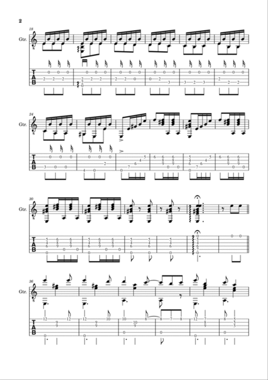 Spanish Popular Song - El Vito. Arrangement for Classical Guitar. Complete Score and Tablature. Acoustic Guitar scores gallery preview page 2
