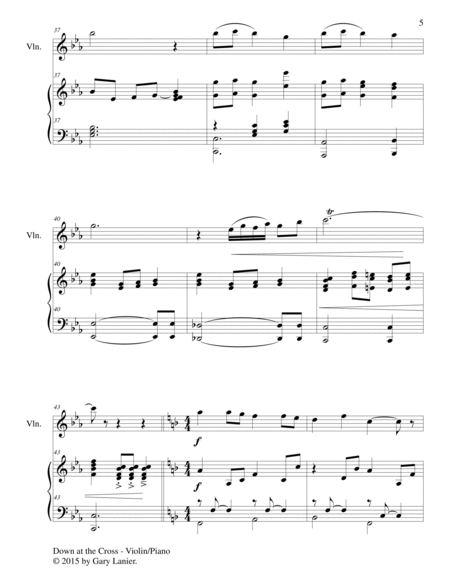 DOWN AT THE CROSS (Duet – Violin and Piano/Score and Parts) image number null