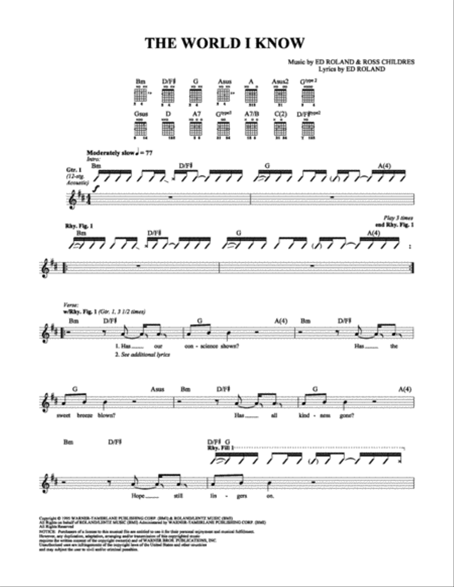 The World I Know Electric Guitar scores gallery preview page 1