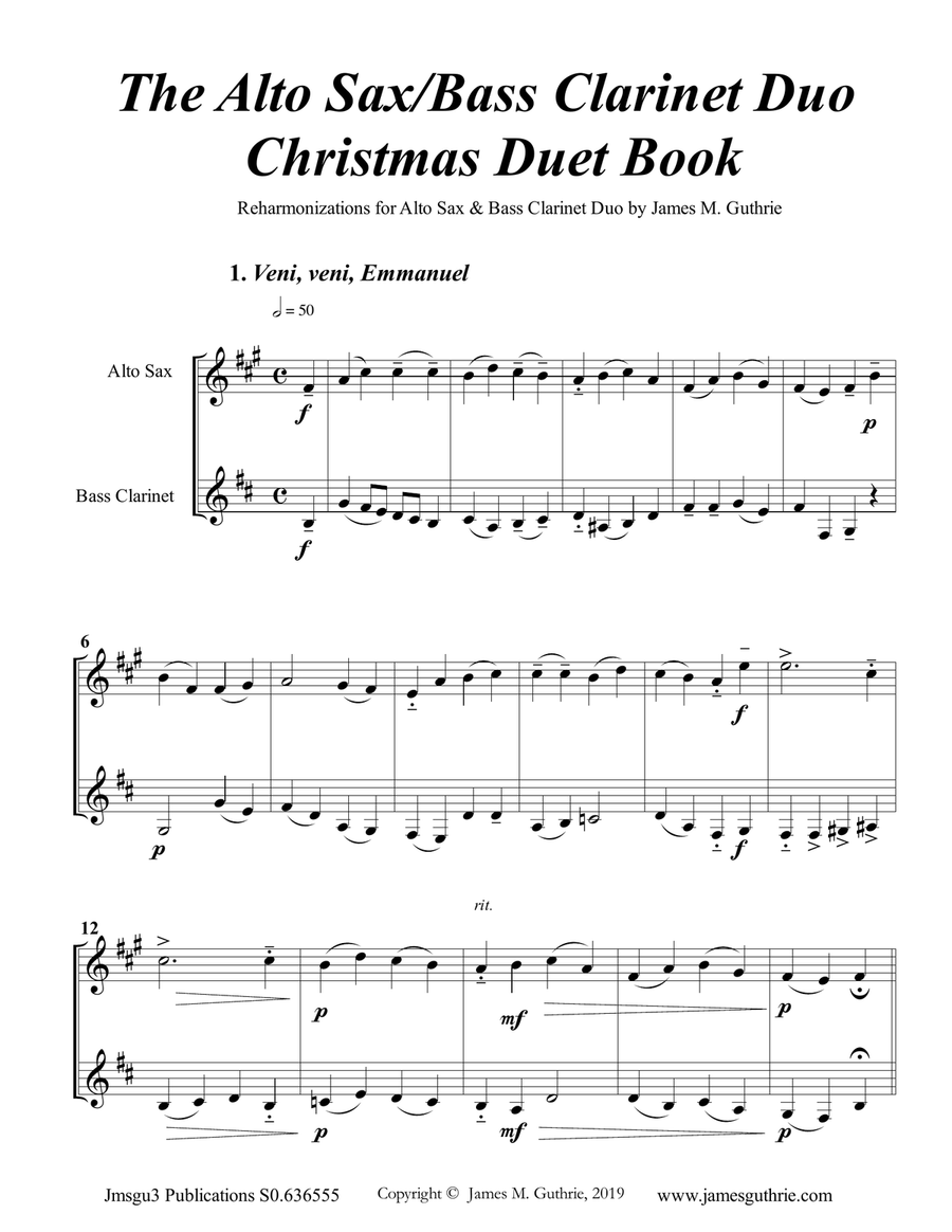 The Alto Sax & Bass Clarinet Christmas Duet Book Woodwind Duet scores gallery preview page 2