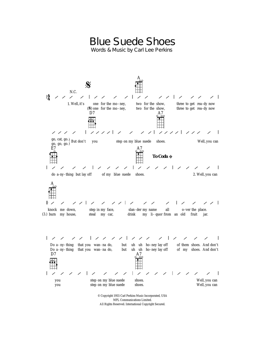 Blue Suede Shoes Ukulele scores gallery preview page 1