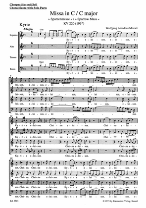 Book cover for Missa C major, KV 220 (196b) 'Sparrow Mass'