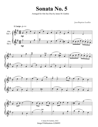 Book cover for Loeillet: Sonata No. 5 for Alto Sax Duo