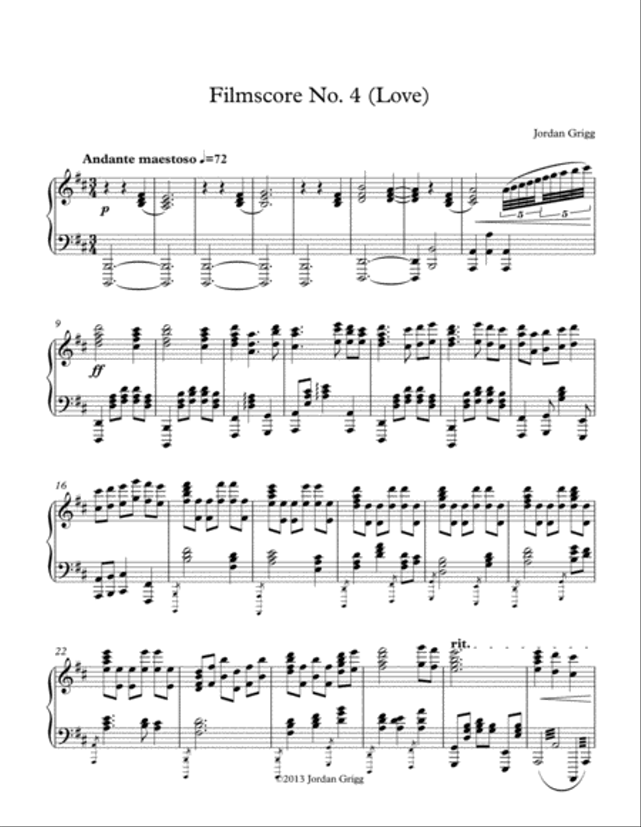 Filmscore No.4 (Love) Piano Solo scores gallery preview page 1