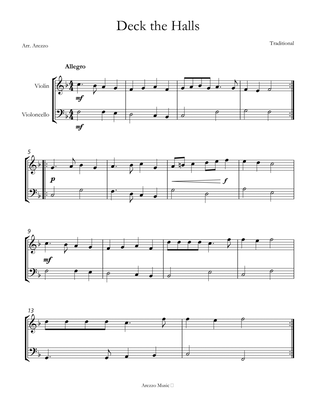 deck the halls violin and cello sheet music