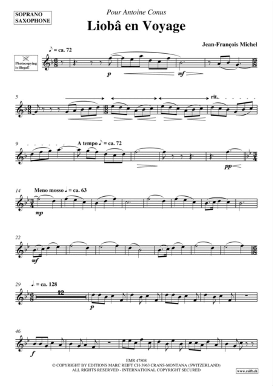 Lioba en Voyage Soprano Saxophone scores gallery preview page 2