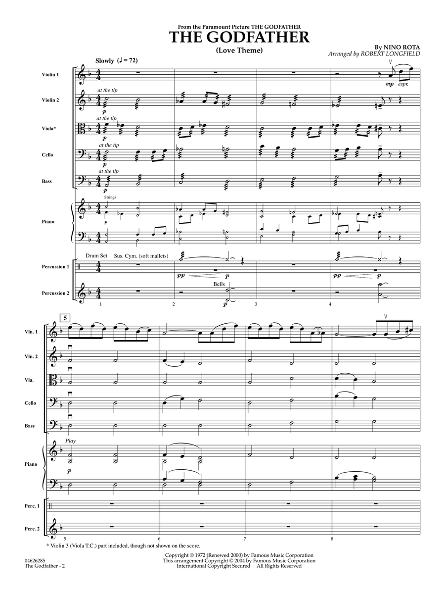 The Godfather (Love Theme) (arr. Robert Longfield) - Full Score String Orchestra scores gallery preview page 2