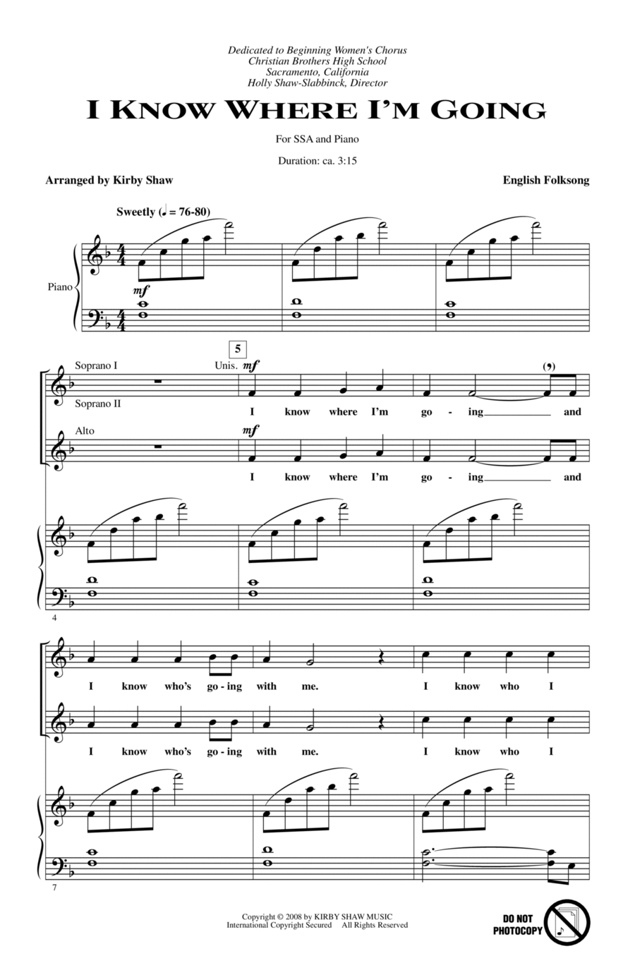 I Know Where I'm Goin' I Know Where I'm Goin' SSA scores gallery preview page 1