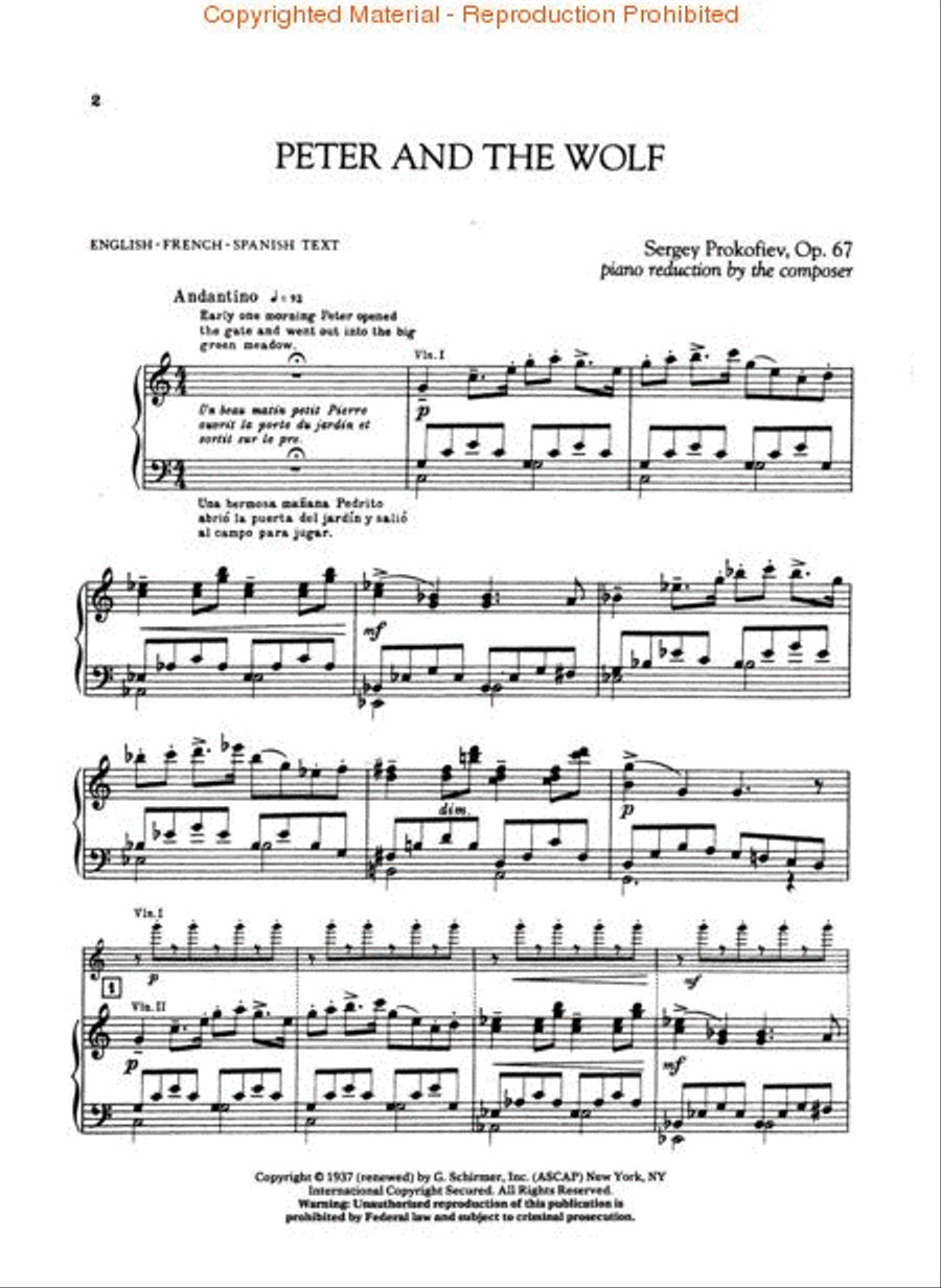 Peter and the Wolf Piano Solo scores gallery preview page 2