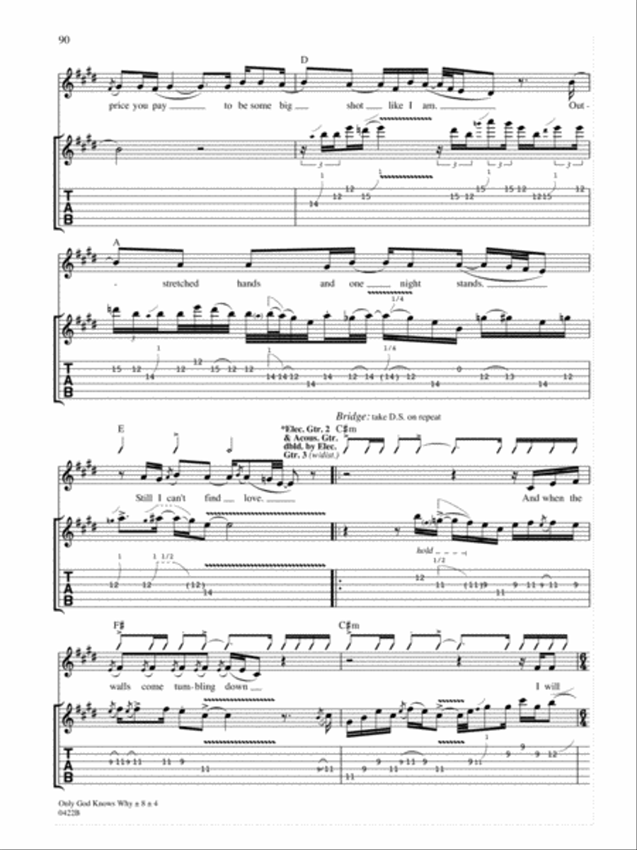 Only God Knows Why Guitar Tablature scores gallery preview page 4