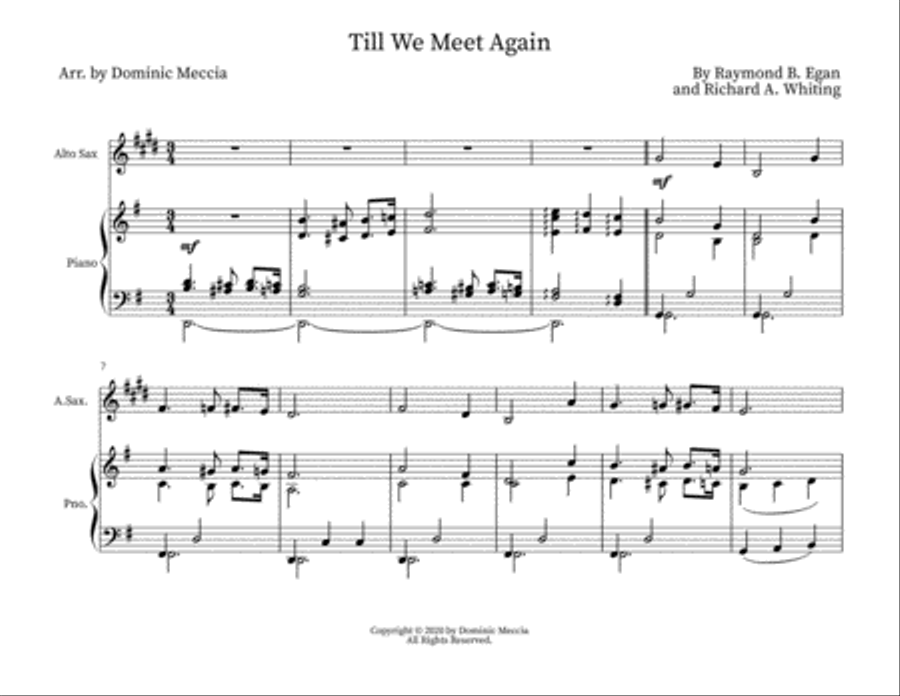 Till We Meet Again Alto Saxophone scores gallery preview page 1