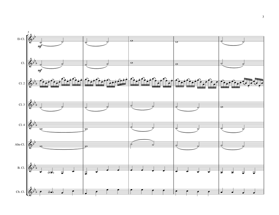 The Arrival of the Queen of Sheba for Clarinet Ensemble Woodwind Ensemble scores gallery preview page 3