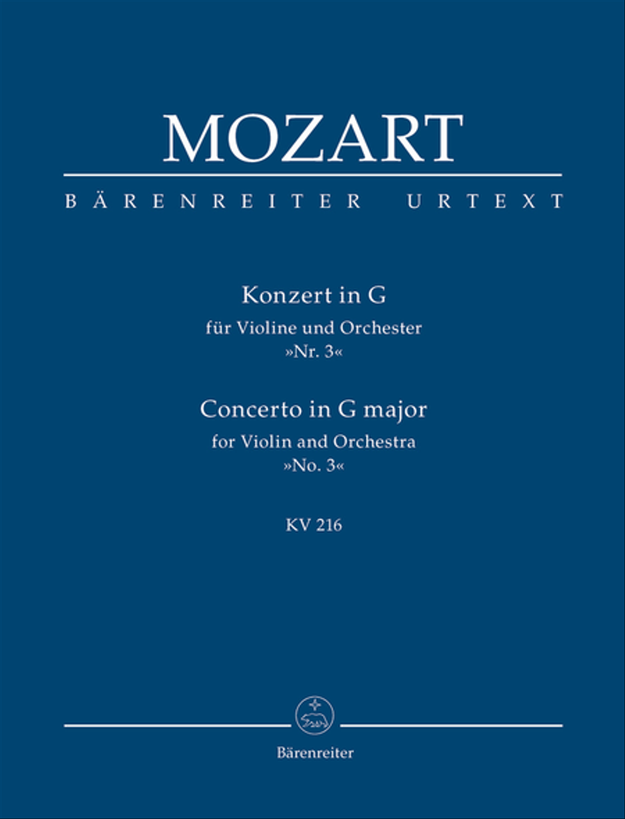 Concerto for Violin and Orchestra, No. 3 G major, KV 216 Orchestra scores gallery preview page 1