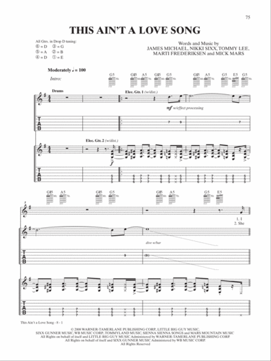 This Ain't a Love Song Guitar Tablature scores gallery preview page 1