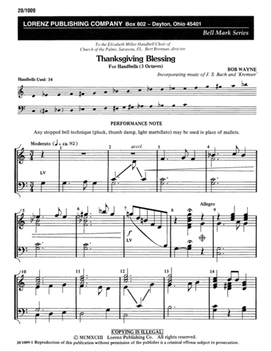 Thanksgiving Blessing Thanksgiving Blessing Choir scores gallery preview page 1
