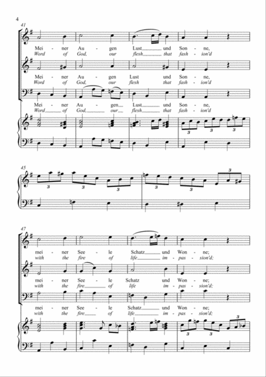 Johann Sebastian Bach - Jesus, joy of man's desiring (SAB Choir + Easy Piano ) 3-Part scores gallery preview page 4