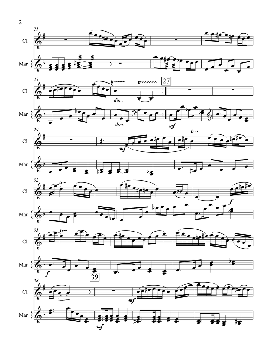 Three Greek Dances for Clarinet and Marimba Clarinet scores gallery preview page 2