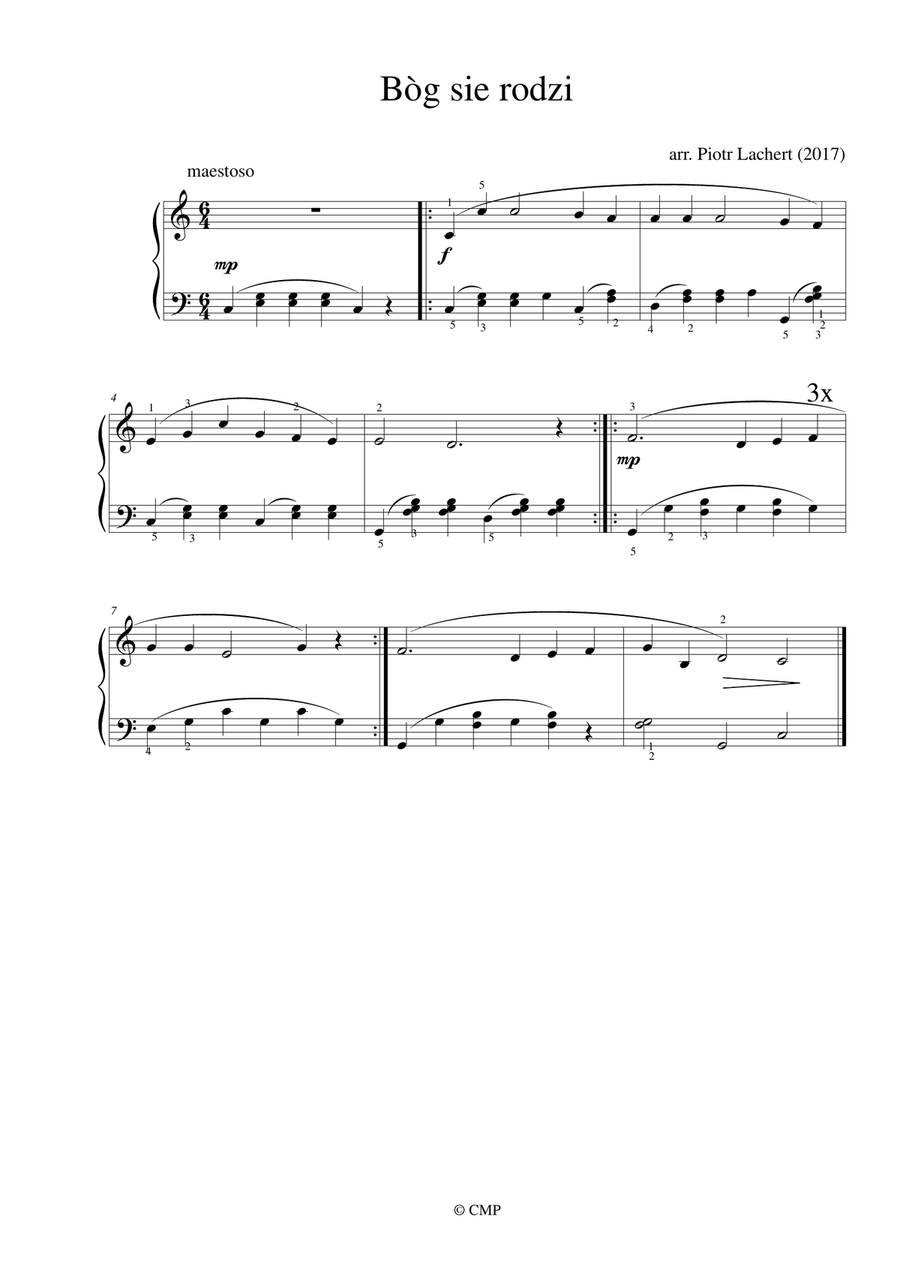 Kolędy Polskie (Polish Christmas Carols) for piano /keyboards, arrangement for begginers Easy Piano scores gallery preview page 6