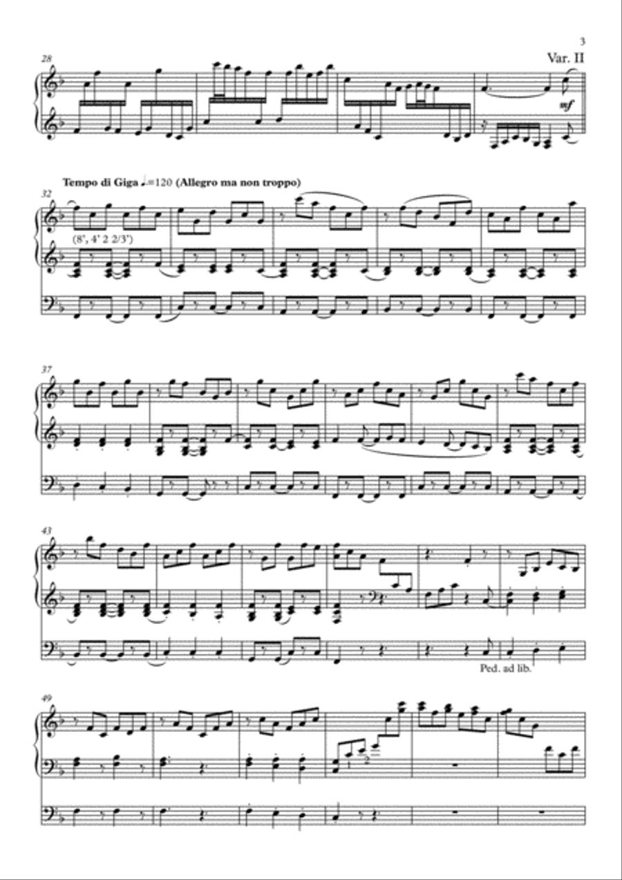 Variations on 'The Gentle Maiden' (Irish Folksong) for organ Organ Solo scores gallery preview page 3
