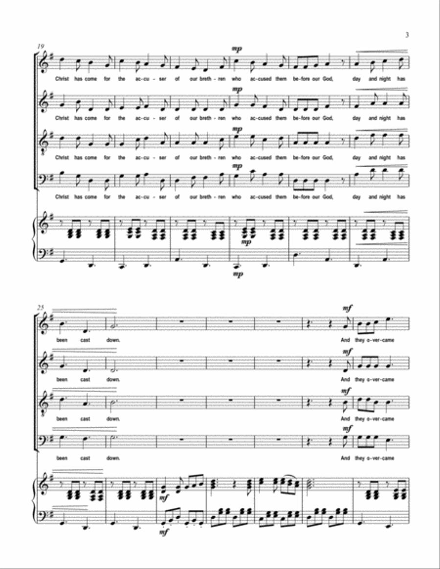 Rejoice, O Heavens, Rejoice (Revelation 12:10-12) 4-Part scores gallery preview page 3
