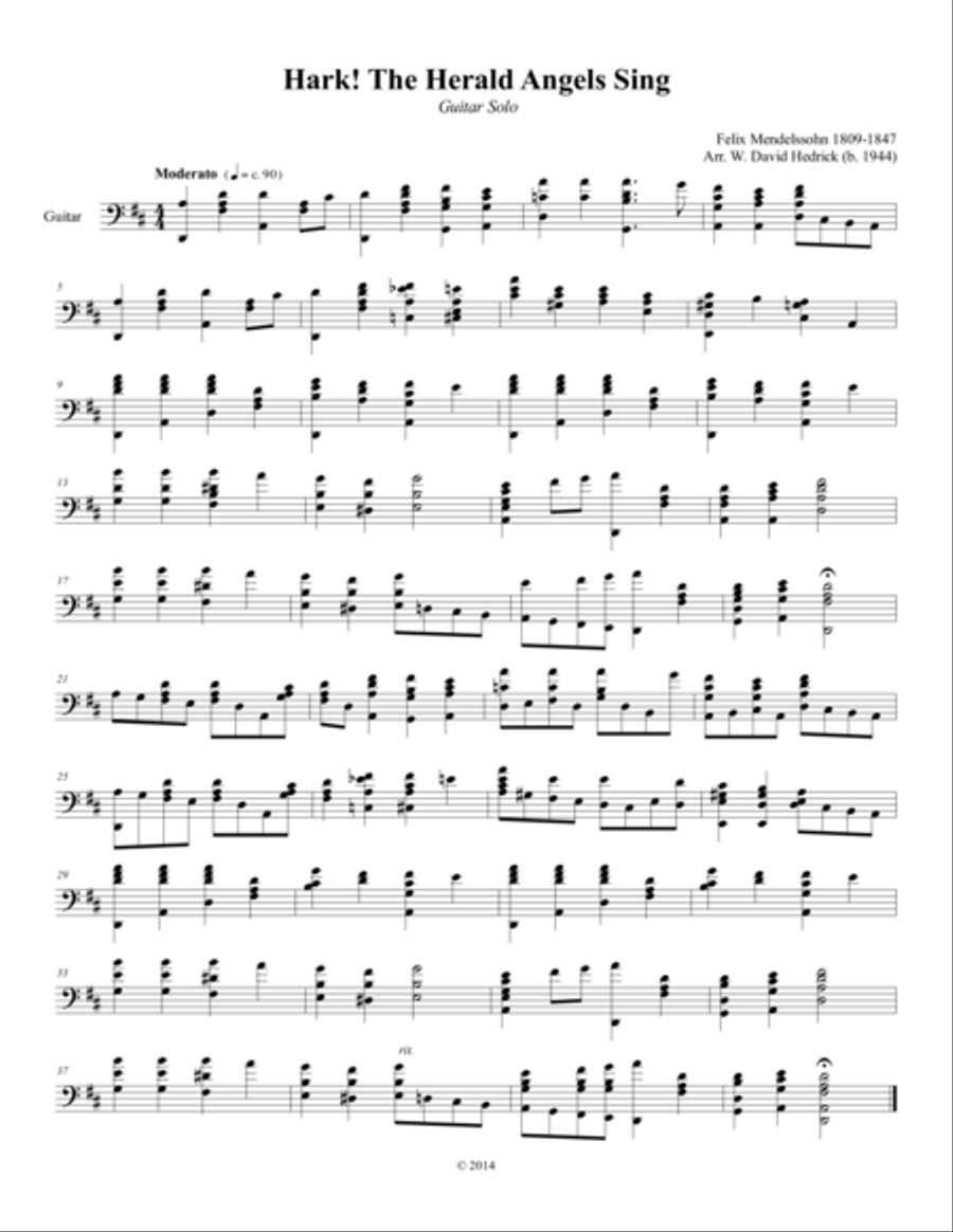 Hark! The Herald Angels Sing Classical Guitar scores gallery preview page 1