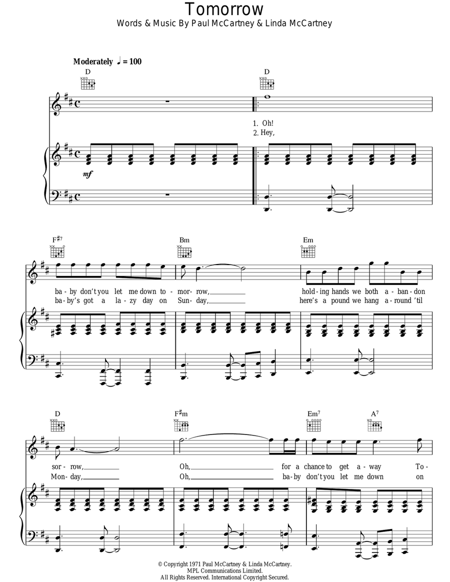 Tomorrow Acoustic Guitar scores gallery preview page 1
