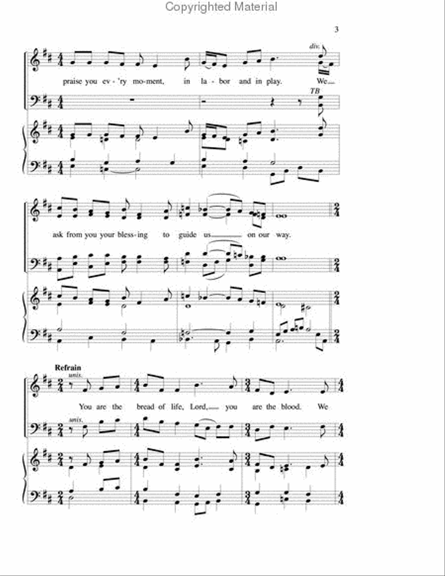You Are the Bread of Life 4-Part scores gallery preview page 3