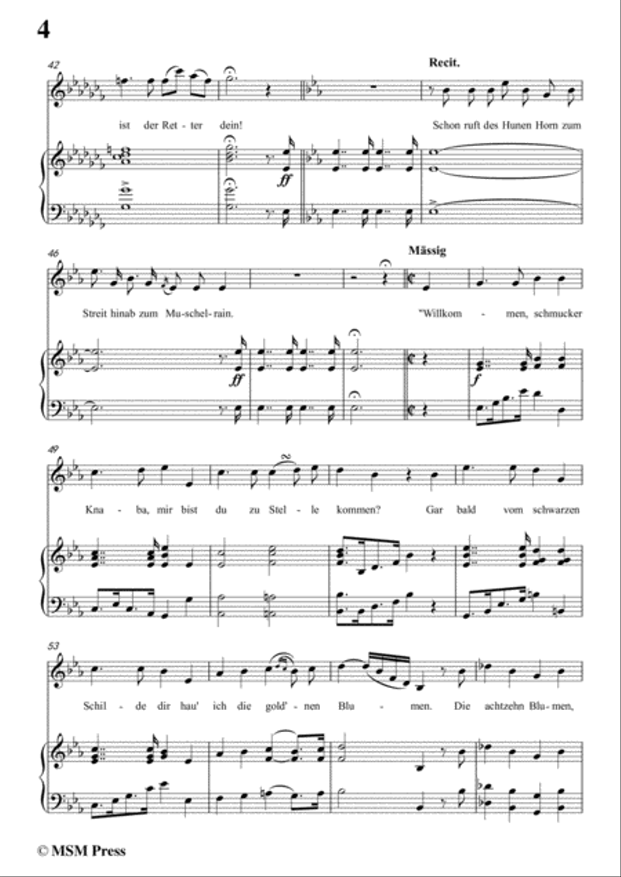 Schubert-Ballade(Ein Fräulein schaut)in a flat minor,Op.126,for Voice and Piano Voice Solo scores gallery preview page 6