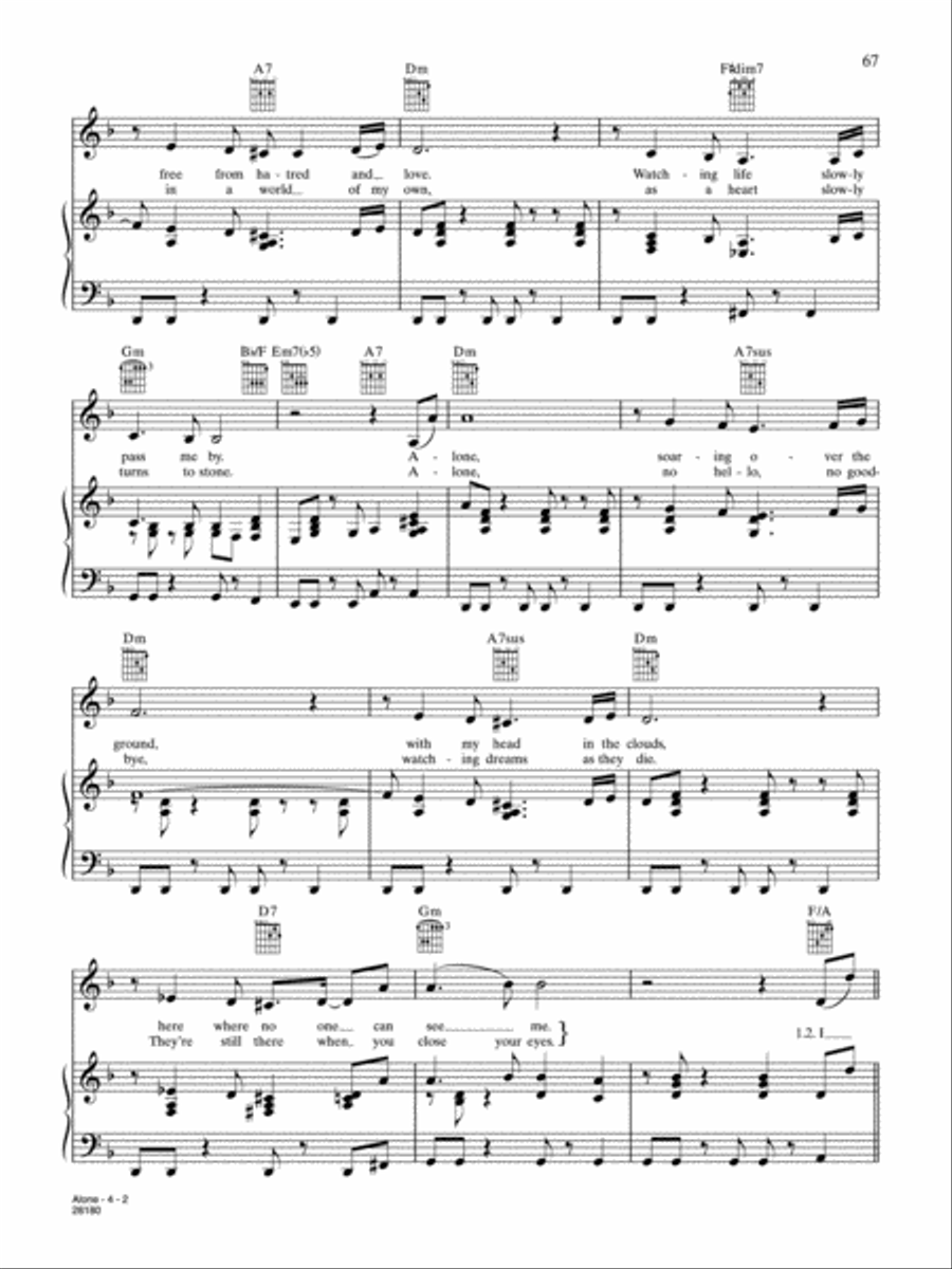 Alone (from Cirque Du Soleil: Delirium) Piano, Vocal, Guitar scores gallery preview page 2
