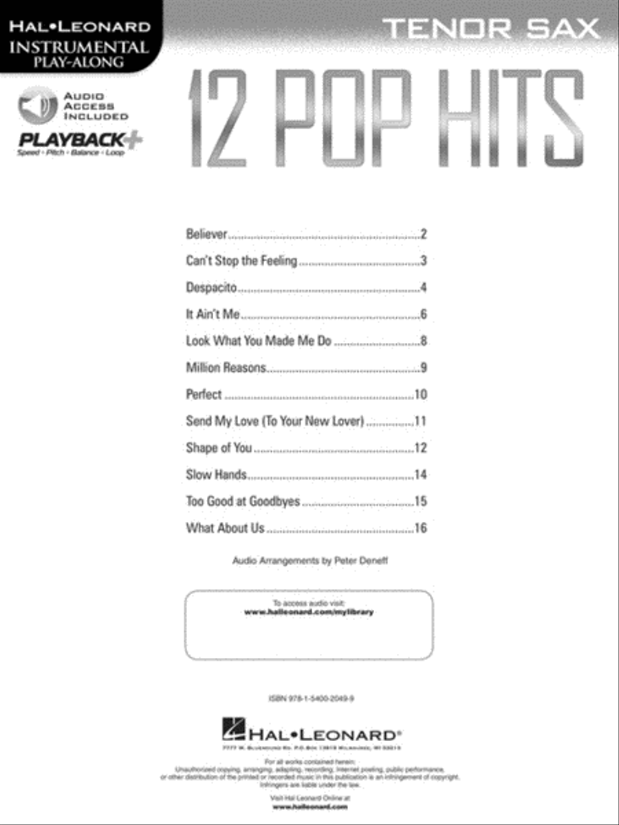 12 Pop Hits 12 Pop Hits Tenor Saxophone scores gallery preview page 2
