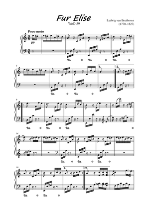 Fur Elise Beethoven Piano Sheet Music