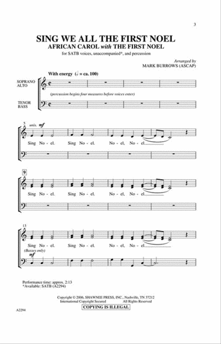 Sing We All the First Noel 4-Part scores gallery preview page 2