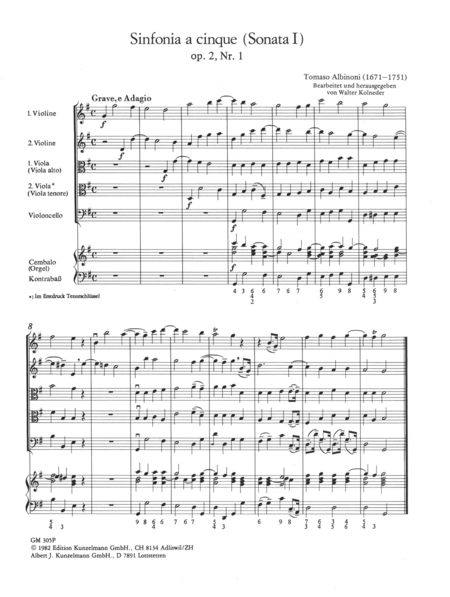 Sinfonia a cinque (Sonata 1) Op. 2/1