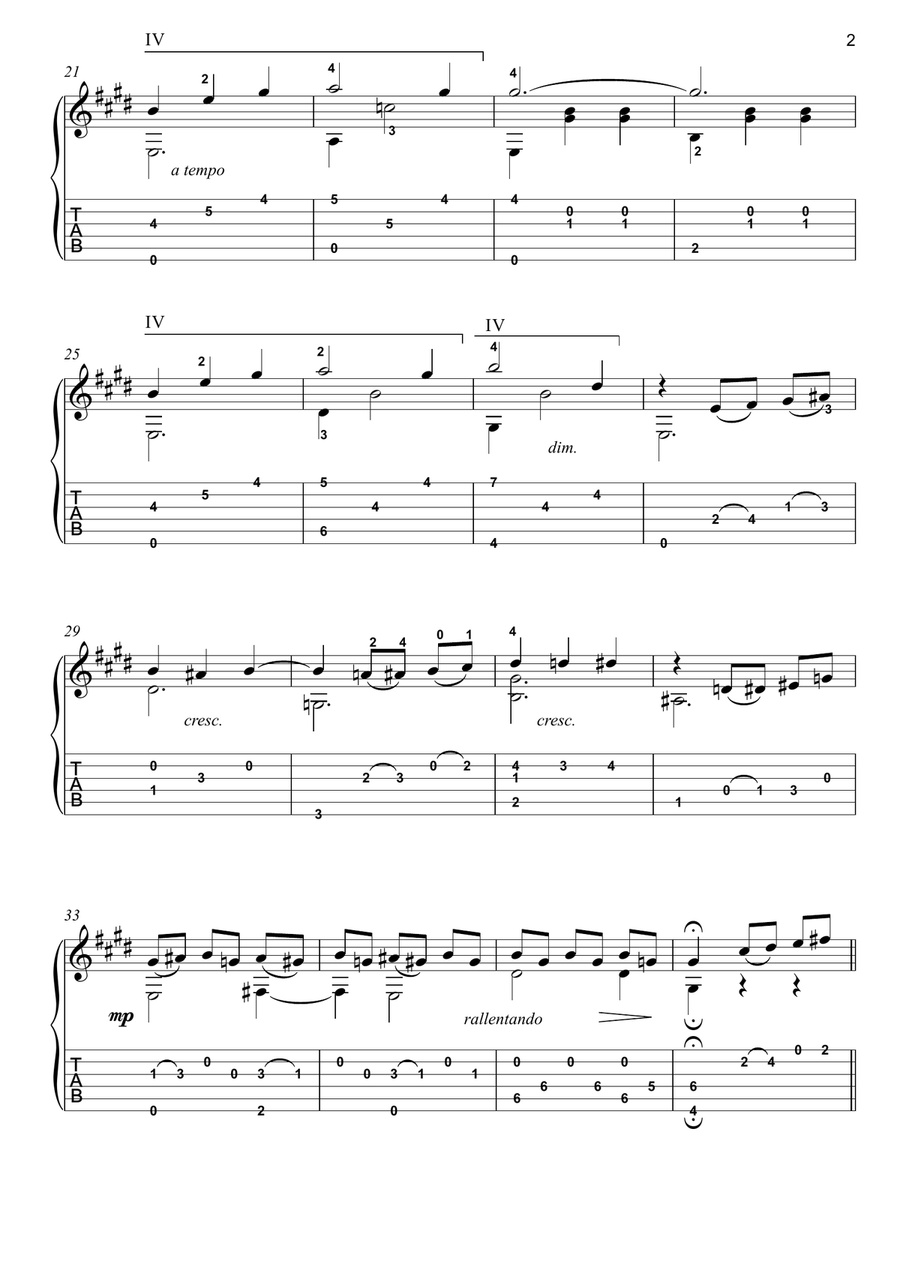 Waltz of the Flowers by Tchaikovsky guitar fingerstyle solo Acoustic Guitar scores gallery preview page 2
