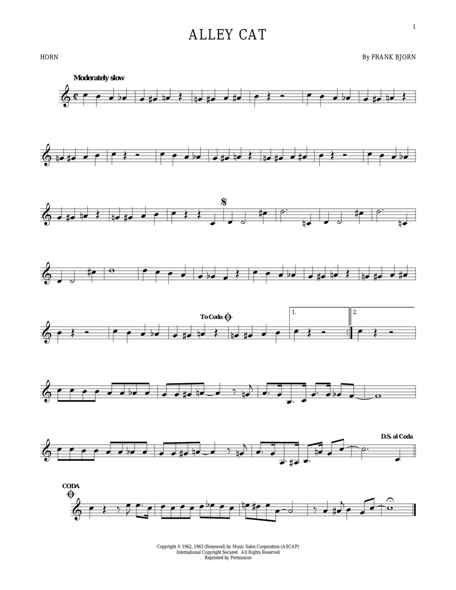 Alley Cat Alley Cat Horn Solo scores gallery preview page 1