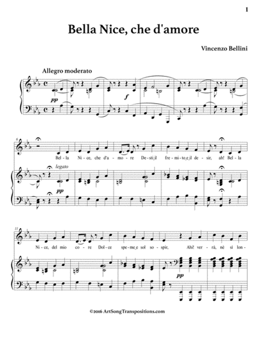 BELLINI: Bella Nice, che d'amore (transposed to C minor)