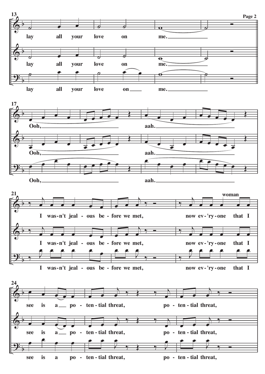 Lay All Your Love On Me 3-Part scores gallery preview page 2