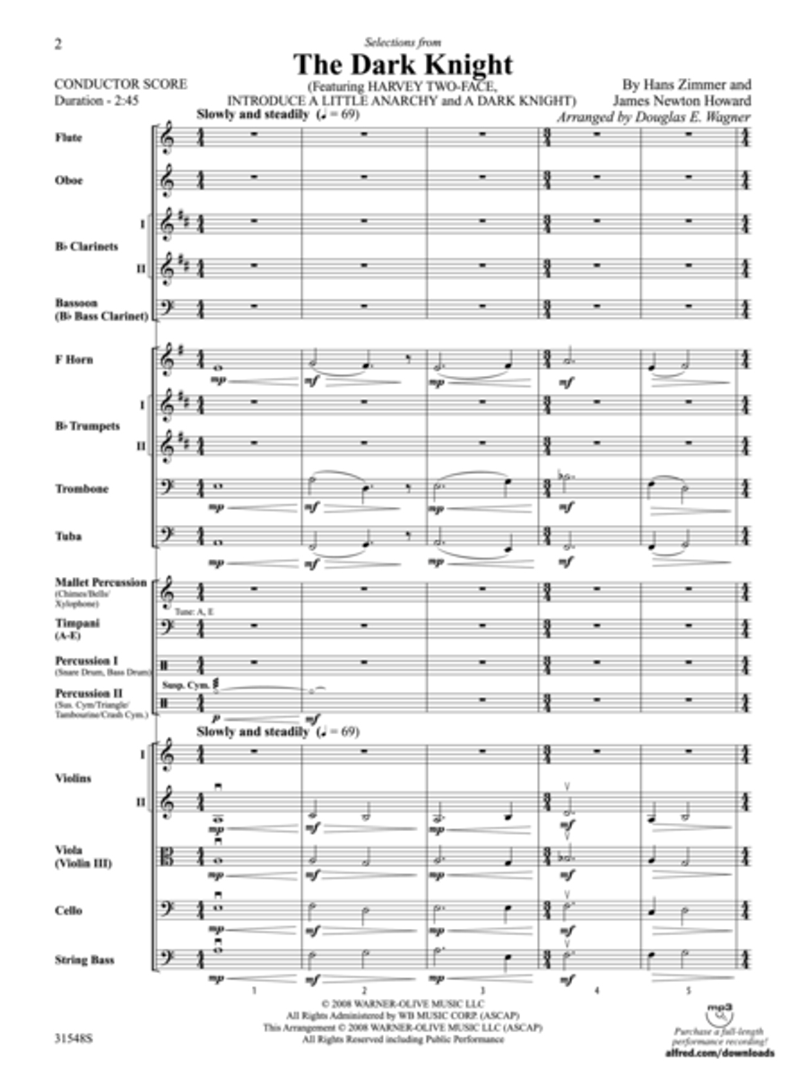 The Dark Knight, Selections from (score only) Full Orchestra scores gallery preview page 2